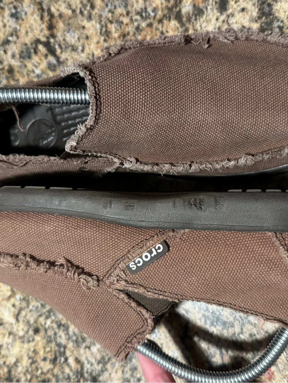 Crocs Santa Cruz Men’s Size 9 Brown Loafers Frayed Canvas Slip-On Shoes Boat